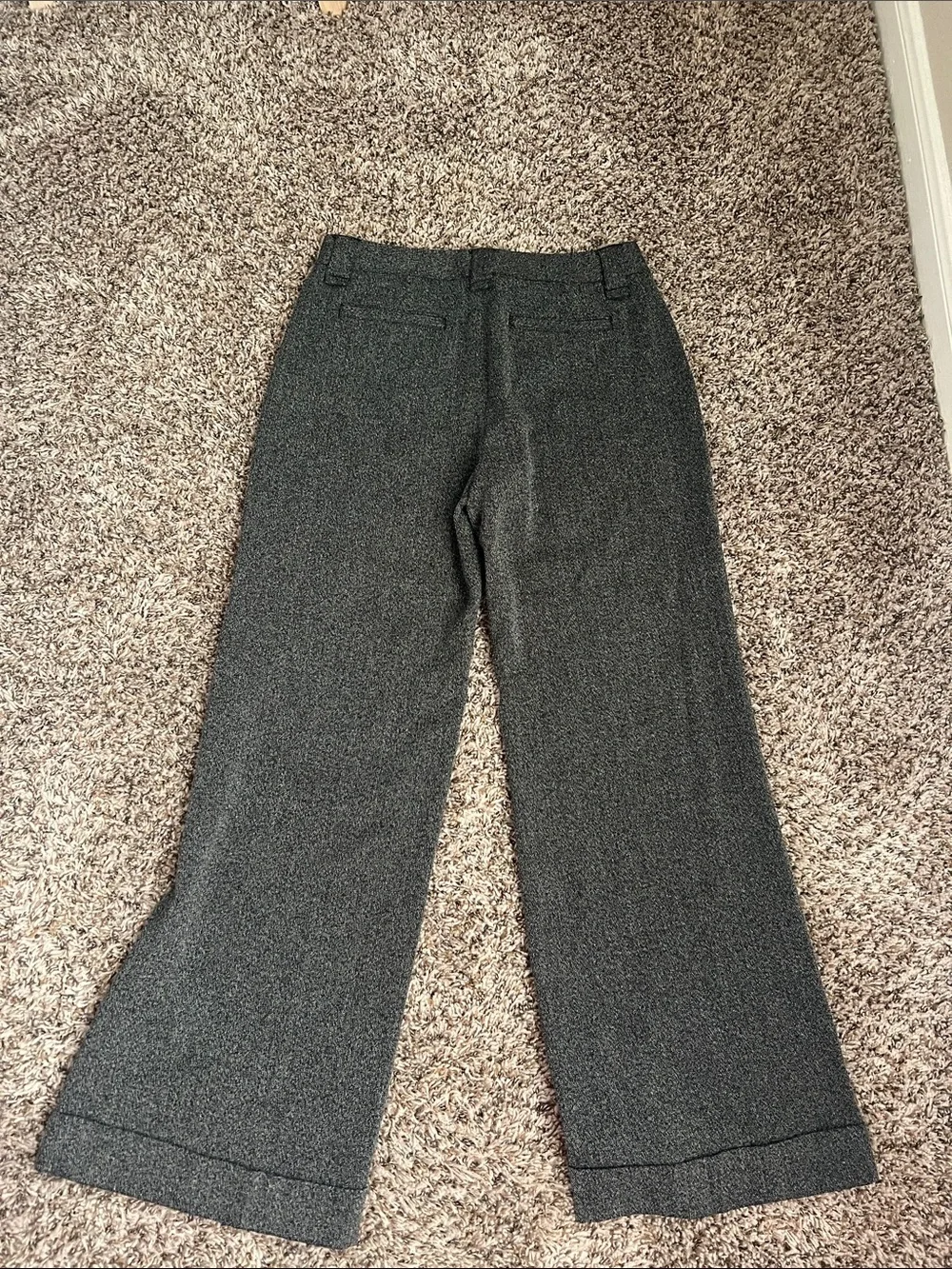 CAbi Charcoal Herringbone Wide Leg Trousers